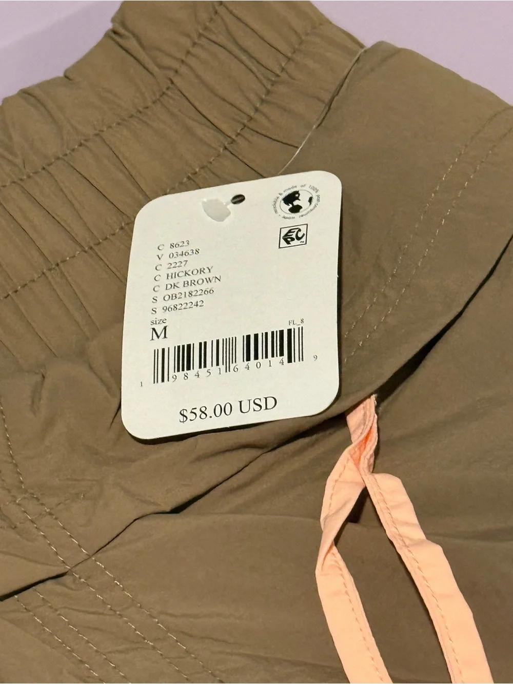 FP Movement Above And Beyond Shorts Utility Brown Sz M NWT